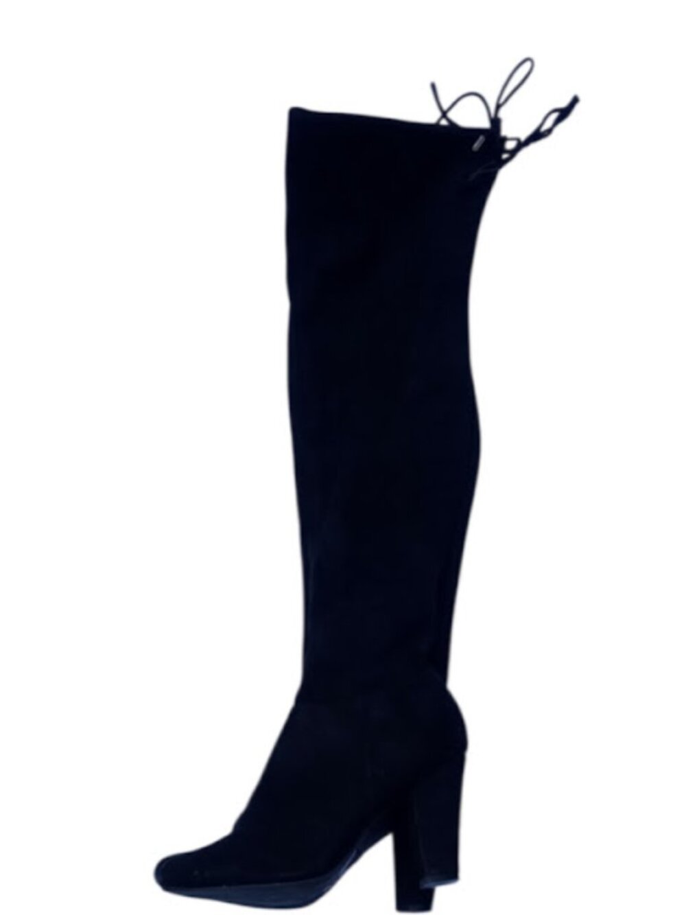 Black Knee‑High Heeled Boots Women’s Zip Tie‑Top